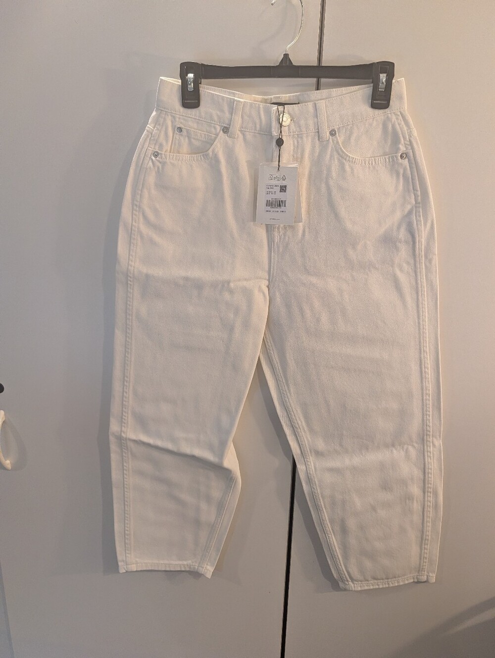 Whistles Woman's Size 6P White Cropped Barrel Leg Jeans NWT